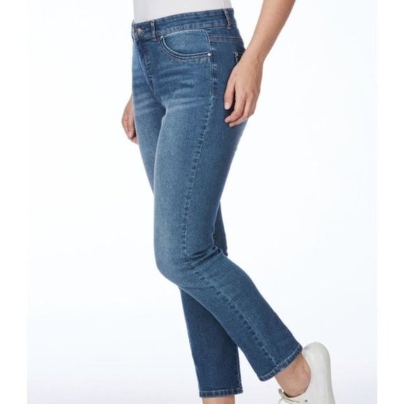 Women's Rockmans Blue Mid Wash Slim Fit Full Length Jeans Size 14 - Picture 2 of 5